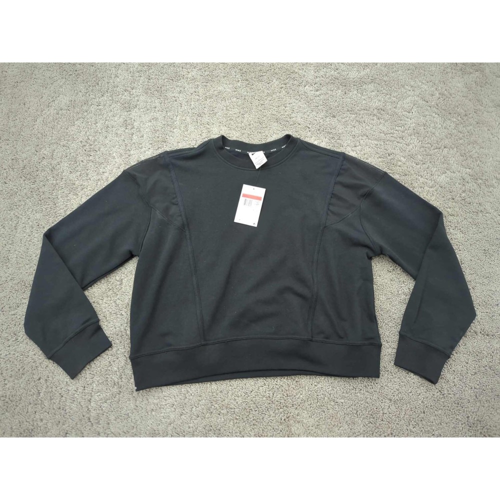 Nike Sweatshirt Womens Large Black Long Sleeve Oversized Training Athleisure NWT